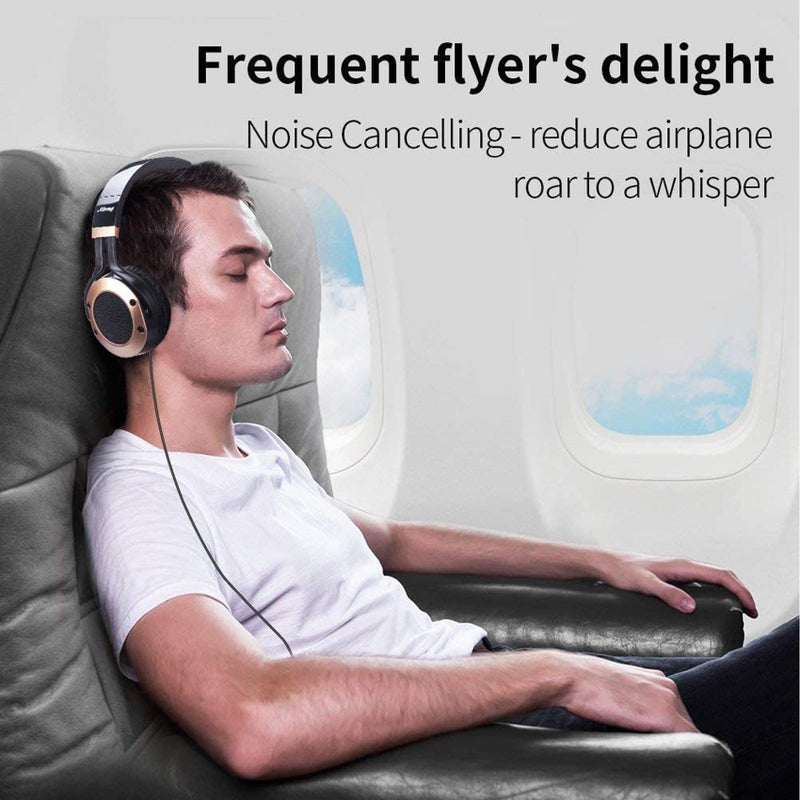 MONODEAL Active Noise Cancelling Headphones with Microphone and Airplane Adapter, Folding and Lightweight Travel Headsets, Hi-Fi Deep Bass Wired Headphones with Carrying Case - Image 4